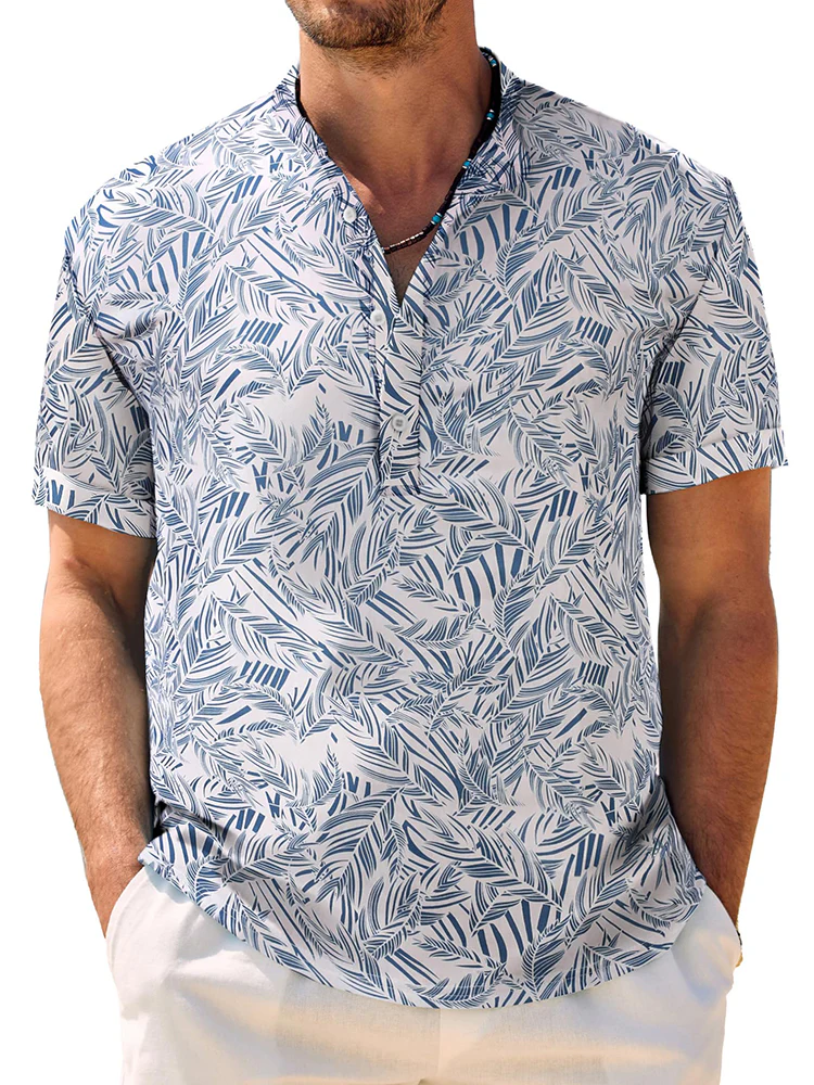 Casual Breathable Hawaiian Henley Shirt (US Only) - Image 11