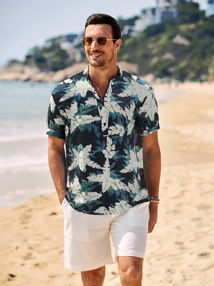 Casual Breathable Hawaiian Henley Shirt (US Only) - Image 12