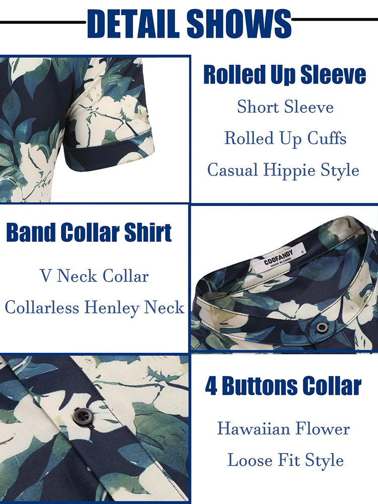 Casual Breathable Hawaiian Henley Shirt (US Only) - Image 15