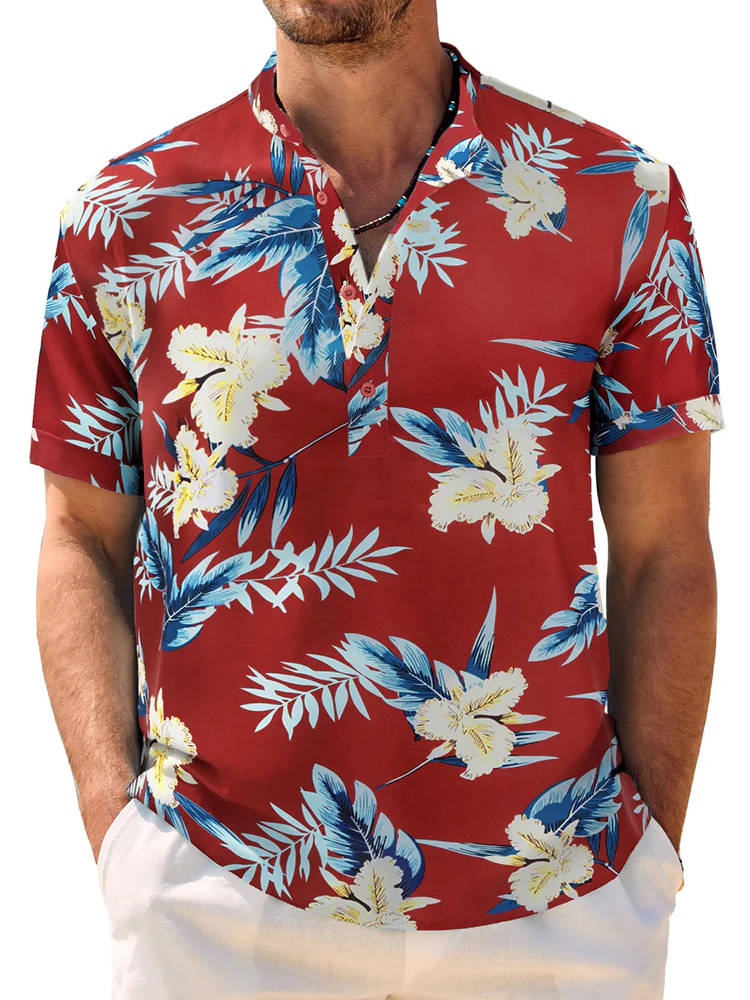 Casual Breathable Hawaiian Henley Shirt (US Only) - Image 8