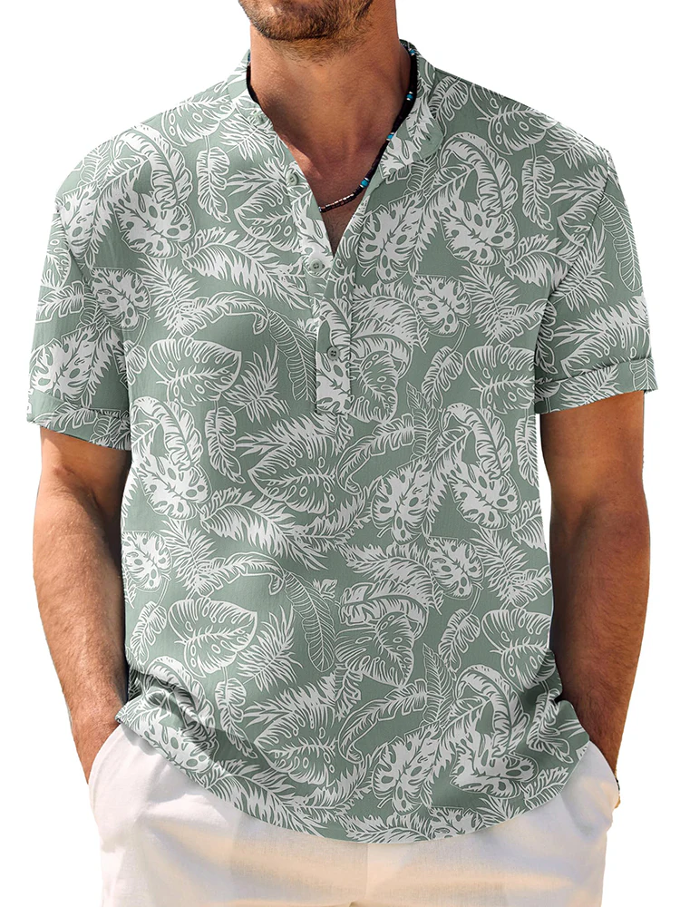 Casual Breathable Hawaiian Henley Shirt (US Only) - Image 9