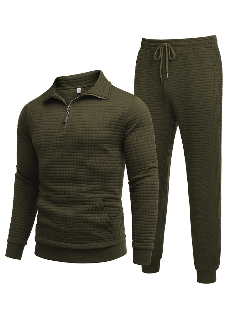Casual Plaid Jacquard Tracksuit Set (US Only) - Image 3