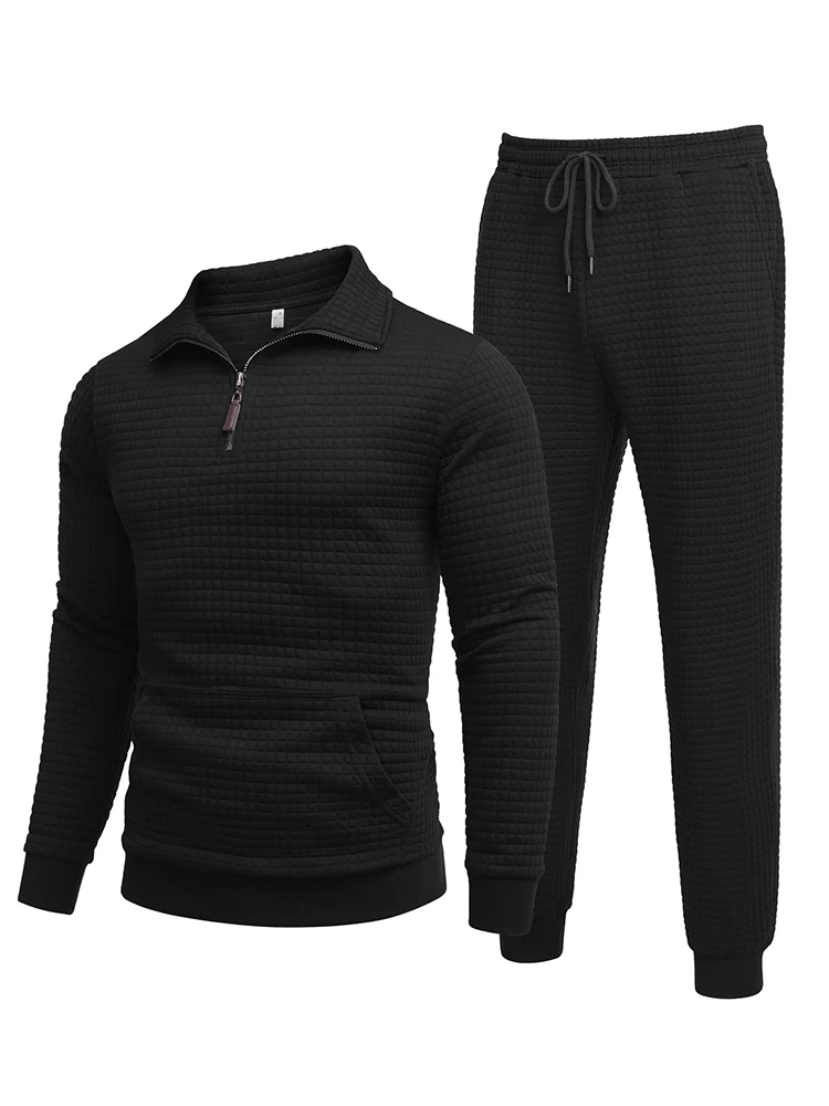 Casual Plaid Jacquard Tracksuit Set (US Only) - Image 4