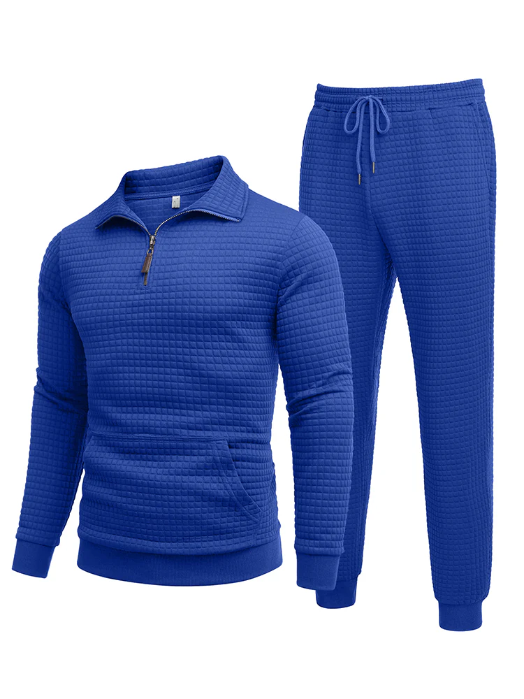 Casual Plaid Jacquard Tracksuit Set (US Only) - Image 5