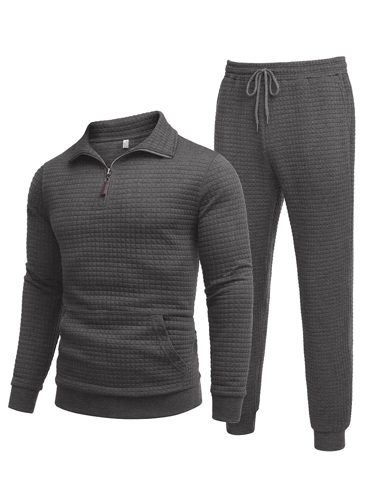Casual Plaid Jacquard Tracksuit Set (US Only) - Image 6