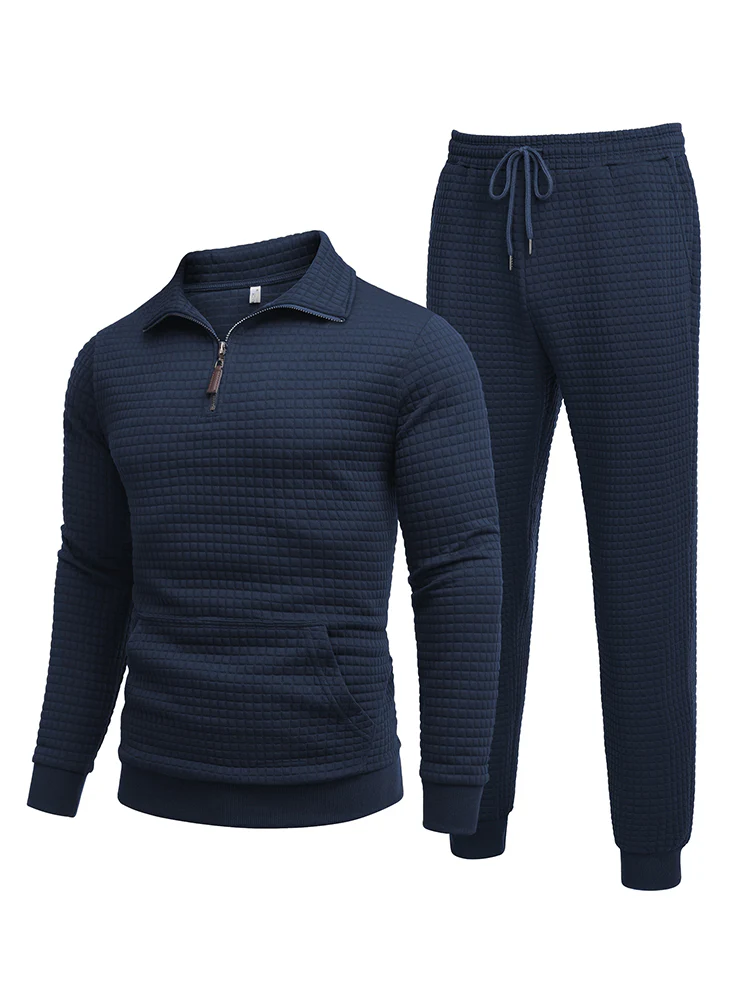 Casual Plaid Jacquard Tracksuit Set (US Only) - Image 7