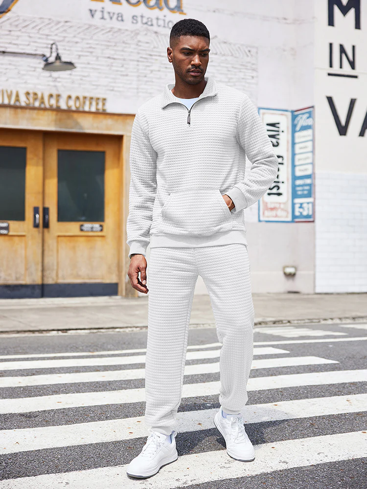 Casual Plaid Jacquard Tracksuit Set (US Only) - Image 9