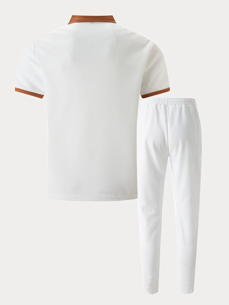 Casual Waffle Polo Shirt Set - Image 7
