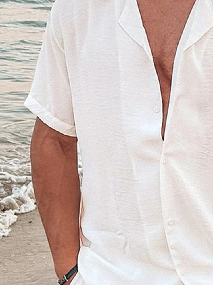 Casual Cotton and Linen Button Shirt - Image 5