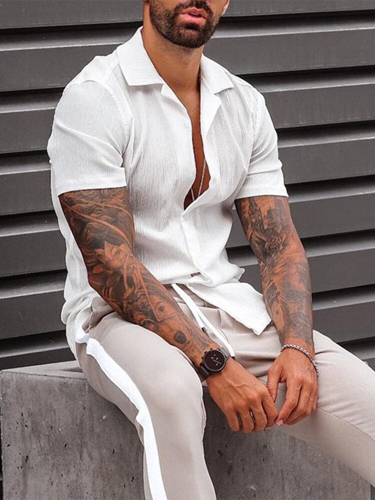 Casual Cotton and Linen Button Shirt - Image 7