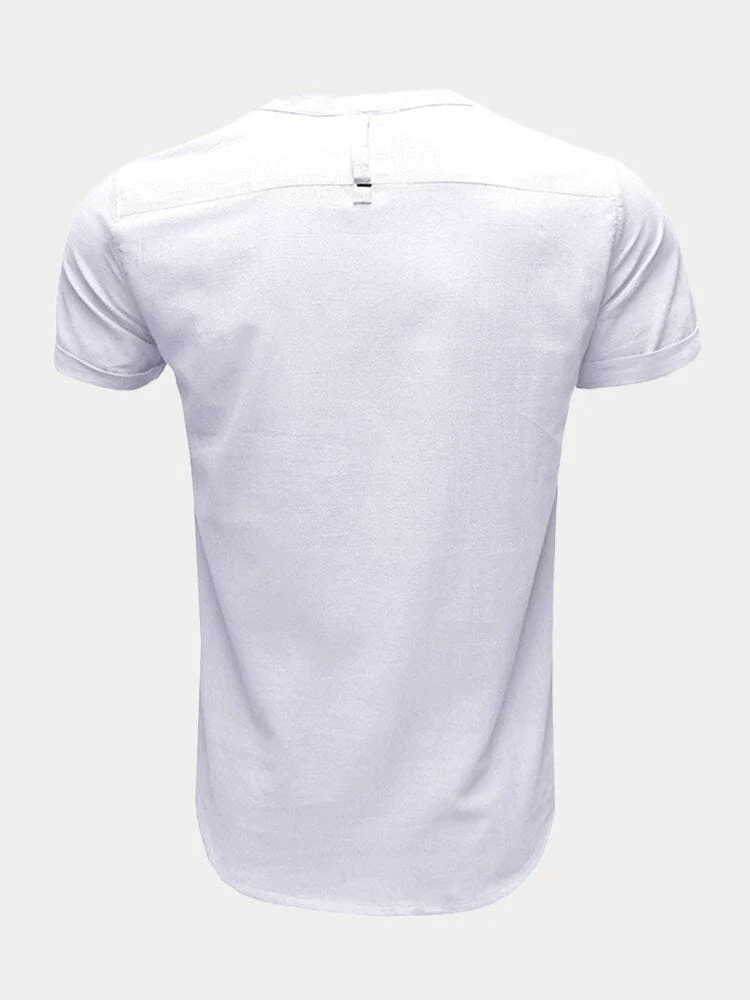 Casual Half Button Cotton Linen Shirt - Image 12