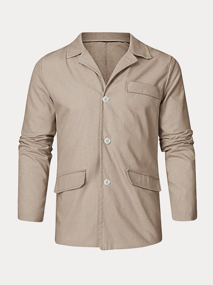 Casual Solid Cotton Linen Blazer - Image 4