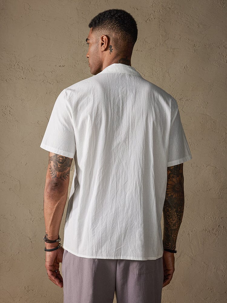 Classic Solid Cotton and Linen Casual Button Shirt - Image 4