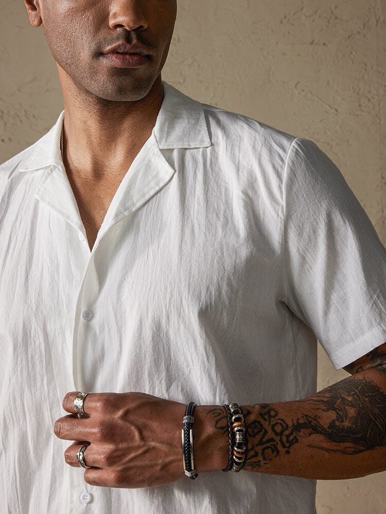 Classic Solid Cotton and Linen Casual Button Shirt - Image 5