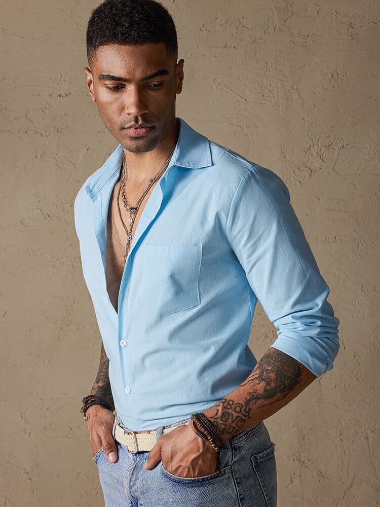 Cotton Linen Long Sleeve Casual Shirt - Image 10