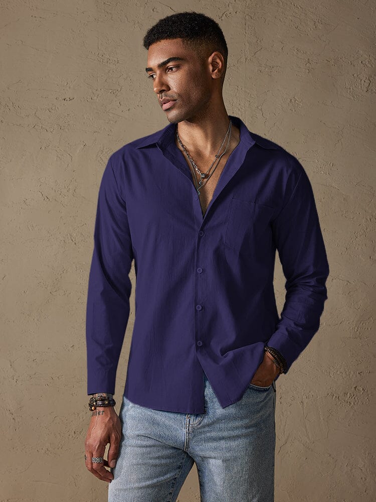 Cotton Linen Long Sleeve Casual Shirt - Image 4