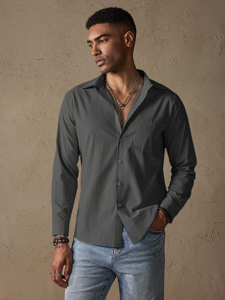 Cotton Linen Long Sleeve Casual Shirt - Image 5