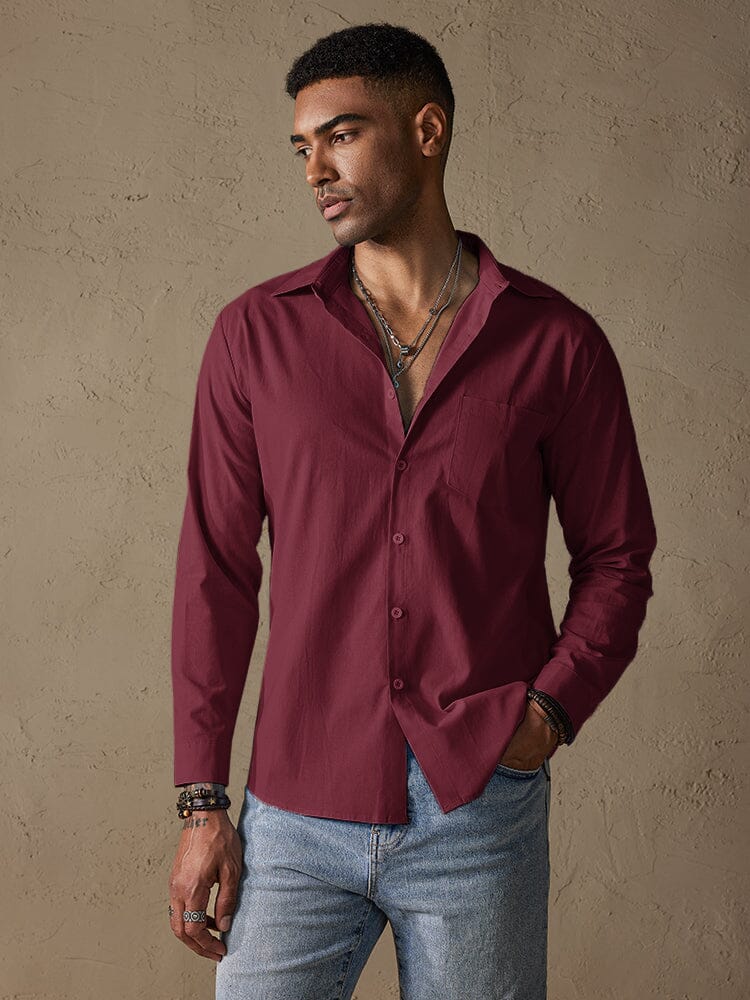 Cotton Linen Long Sleeve Casual Shirt - Image 8