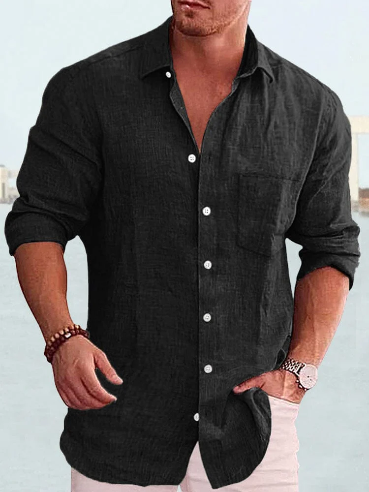 Cotton Linen Long Sleeve Shirt - Image 6
