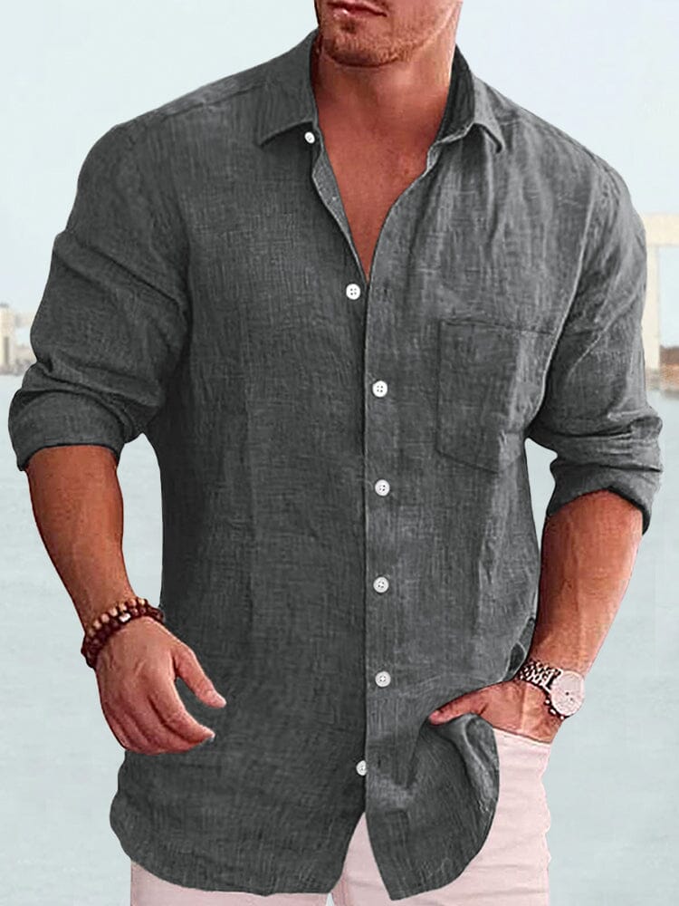 Cotton Linen Long Sleeve Shirt - Image 8