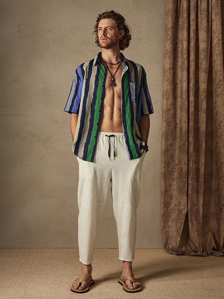 Cozy Stripe Cotton Beach Shirt - Image 6