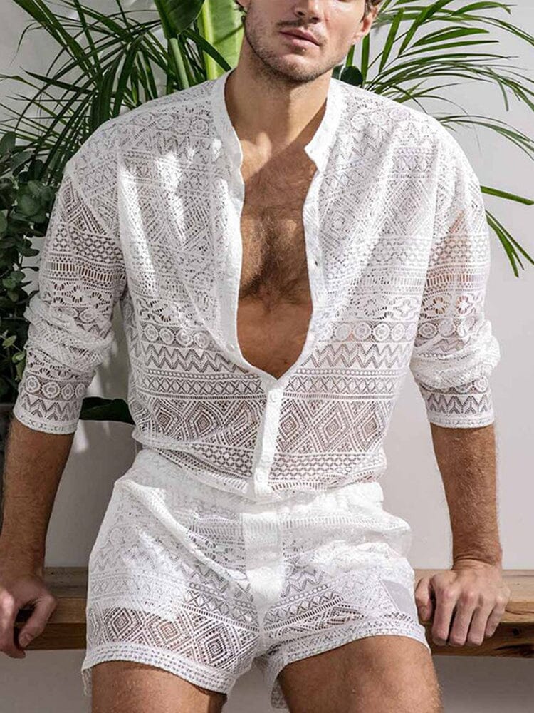 Hollow Out Lace Shirt Sets - Image 3