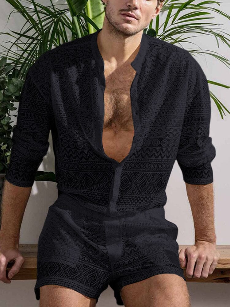 Hollow Out Lace Shirt Sets - Image 4
