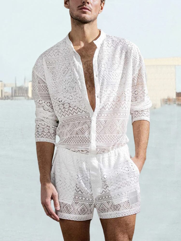 Hollow Out Lace Shirt Sets - Image 5