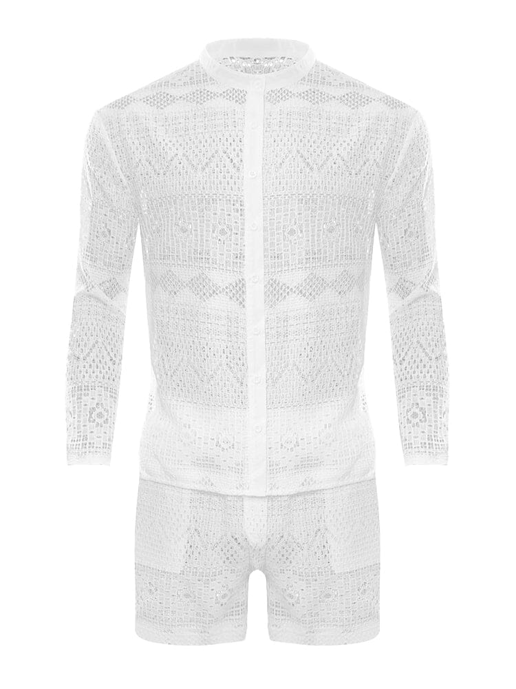 Hollow Out Lace Shirt Sets - Image 9