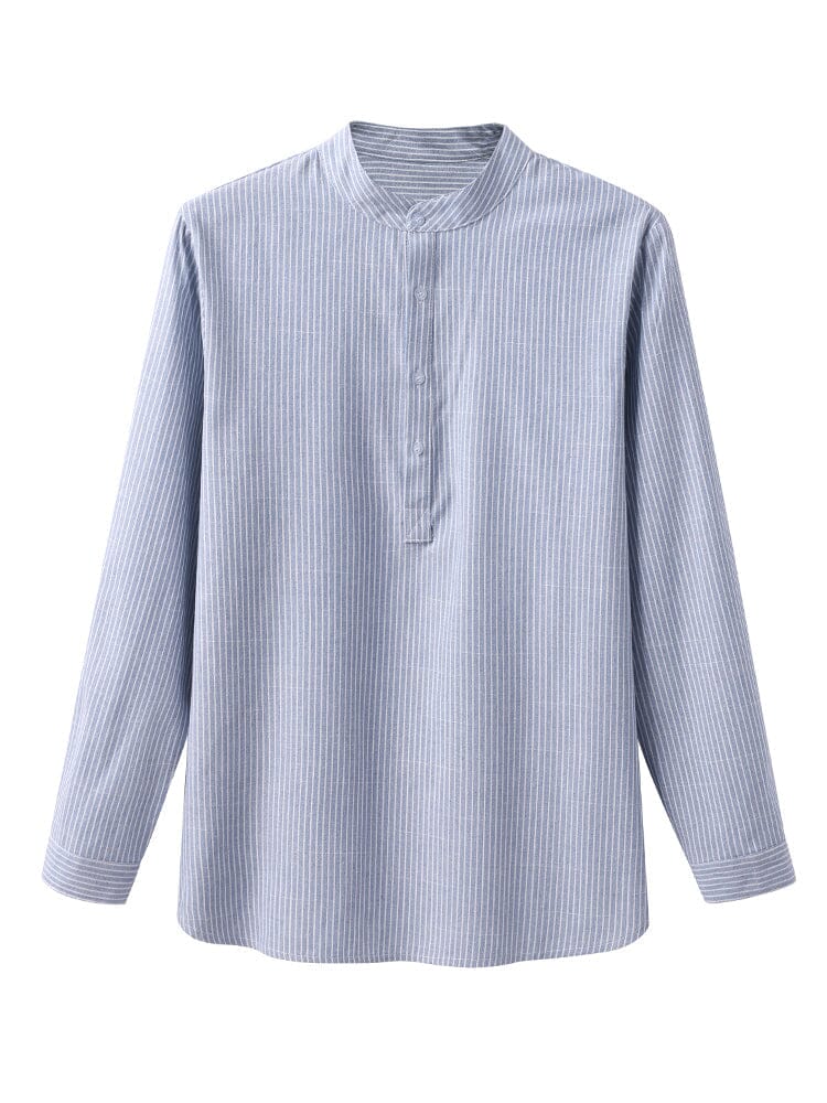 Cotton Linen Stripe Long Sleeve Shirts - Image 9
