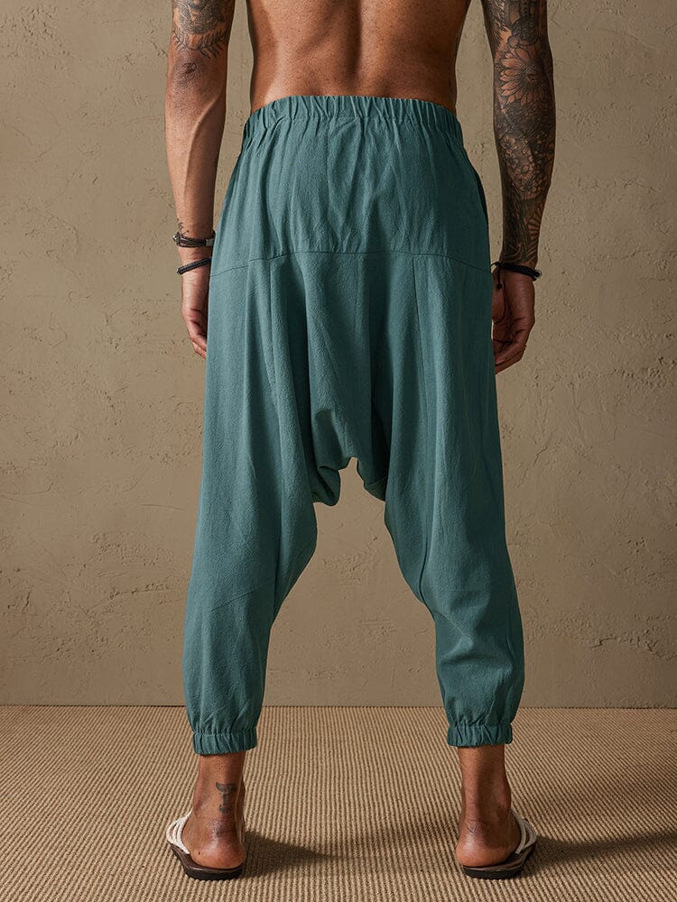 Loose Fit Drop Crotch Cotton Linen Pants - Image 5