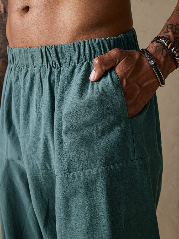 Loose Fit Drop Crotch Cotton Linen Pants - Image 7