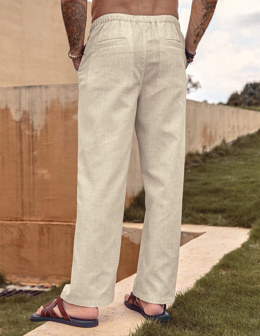 Linen Style Elastic Waist Yoga Pants (US Only) - Image 10