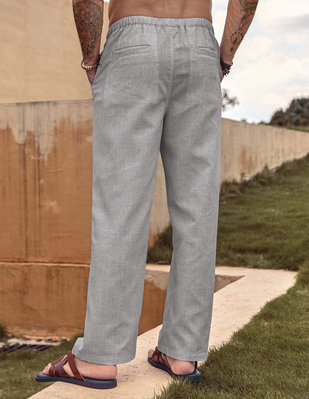 Linen Style Elastic Waist Yoga Pants (US Only) - Image 13