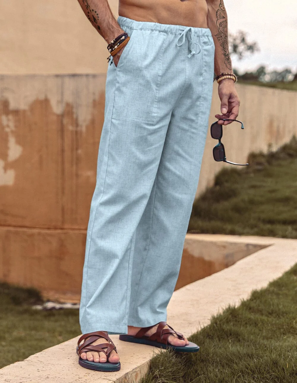 Linen Style Elastic Waist Yoga Pants (US Only) - Image 14