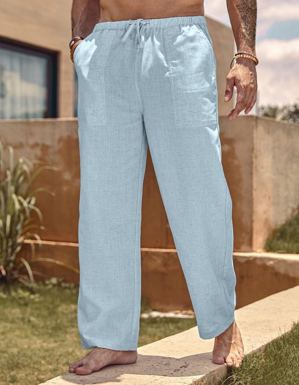 Linen Style Elastic Waist Yoga Pants (US Only) - Image 15