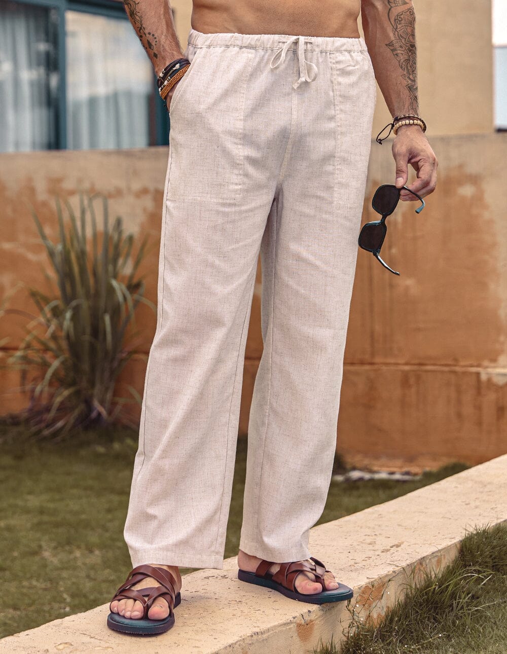 Linen Style Elastic Waist Yoga Pants (US Only) - Image 19