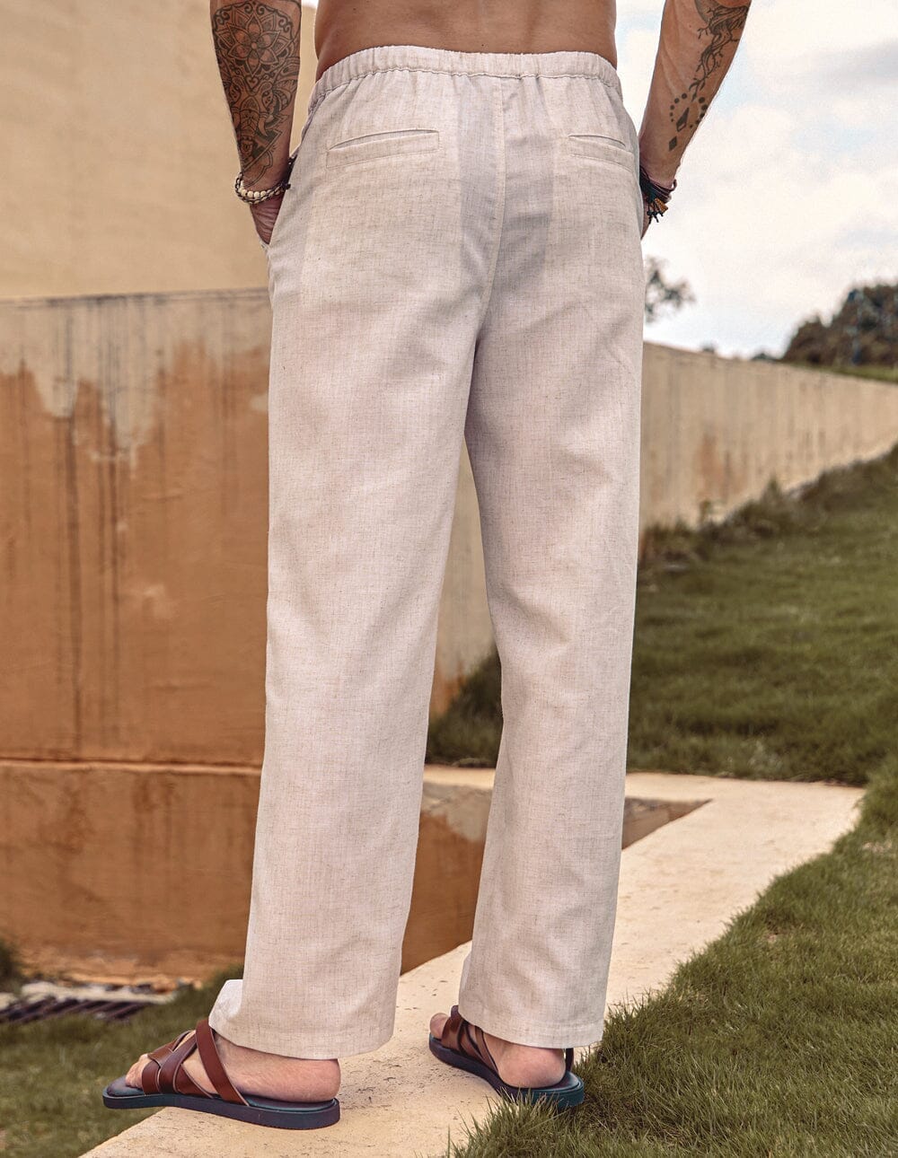 Linen Style Elastic Waist Yoga Pants (US Only) - Image 20