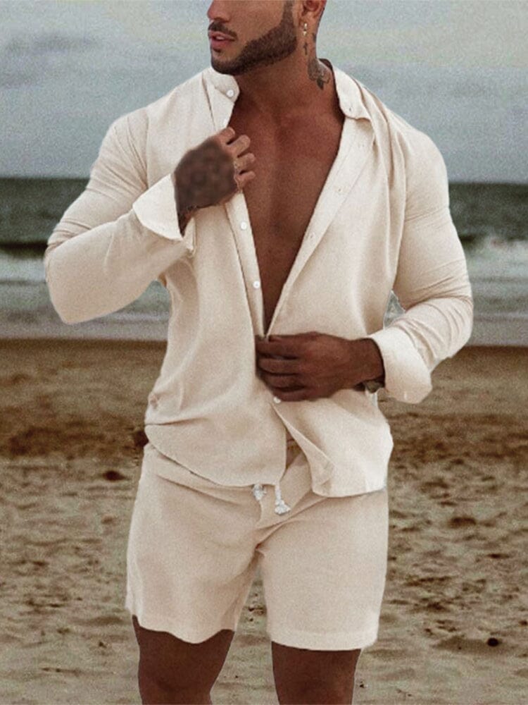 Solid Shirt Shorts Set - Image 4